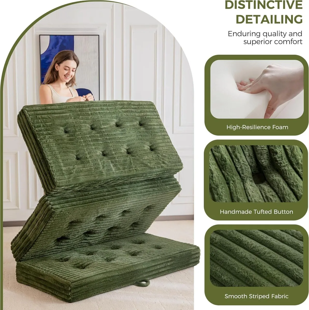 Folding Mattress Single 15cm Upholstered Foldable - Image 4