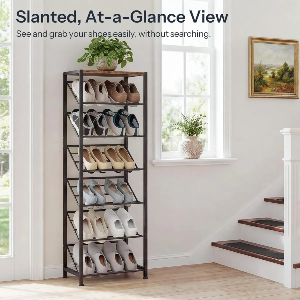 Shoe Rack for Entryway 7-Tier Slanted Storage - Image 3