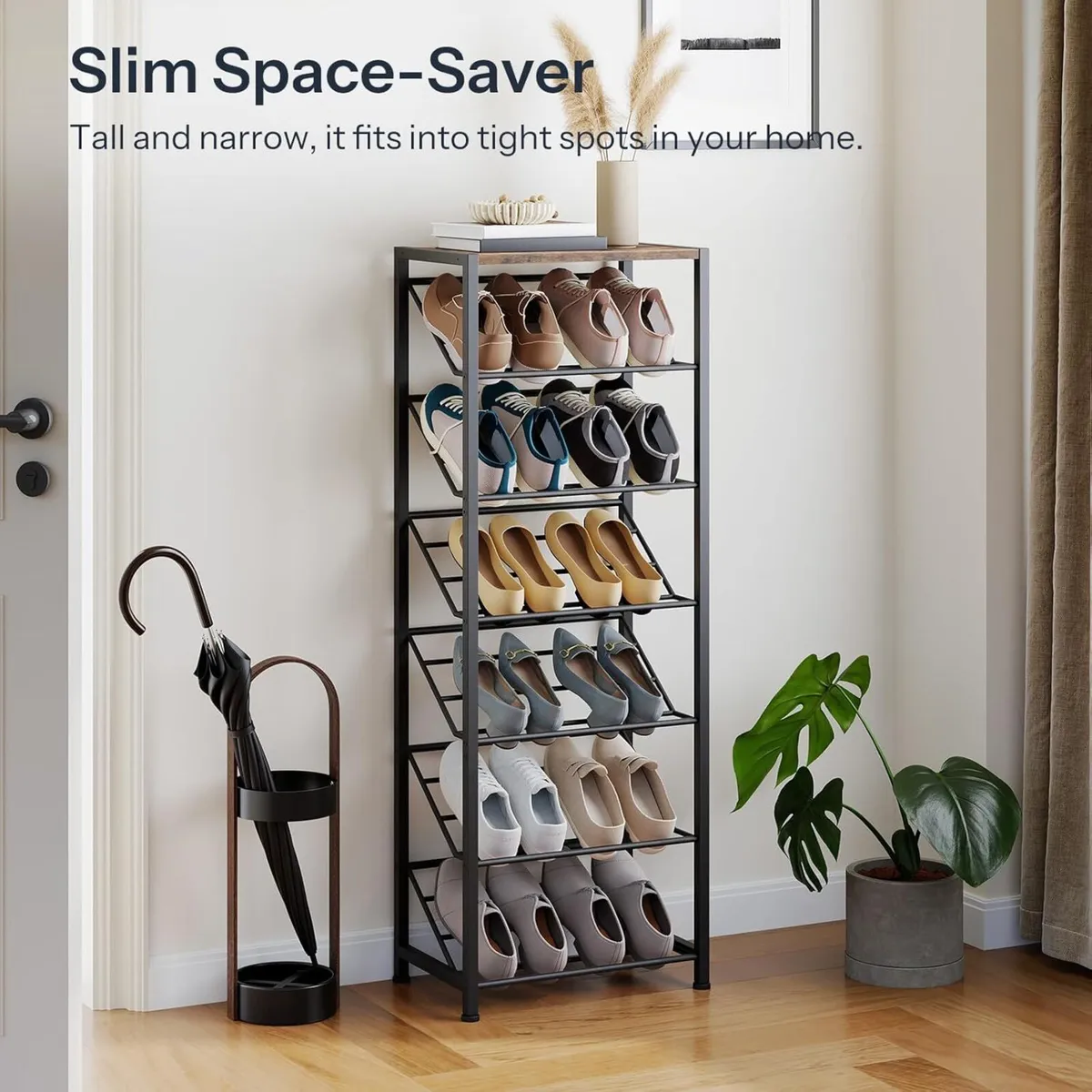 Shoe Rack for Entryway 7-Tier Slanted Storage - Image 4