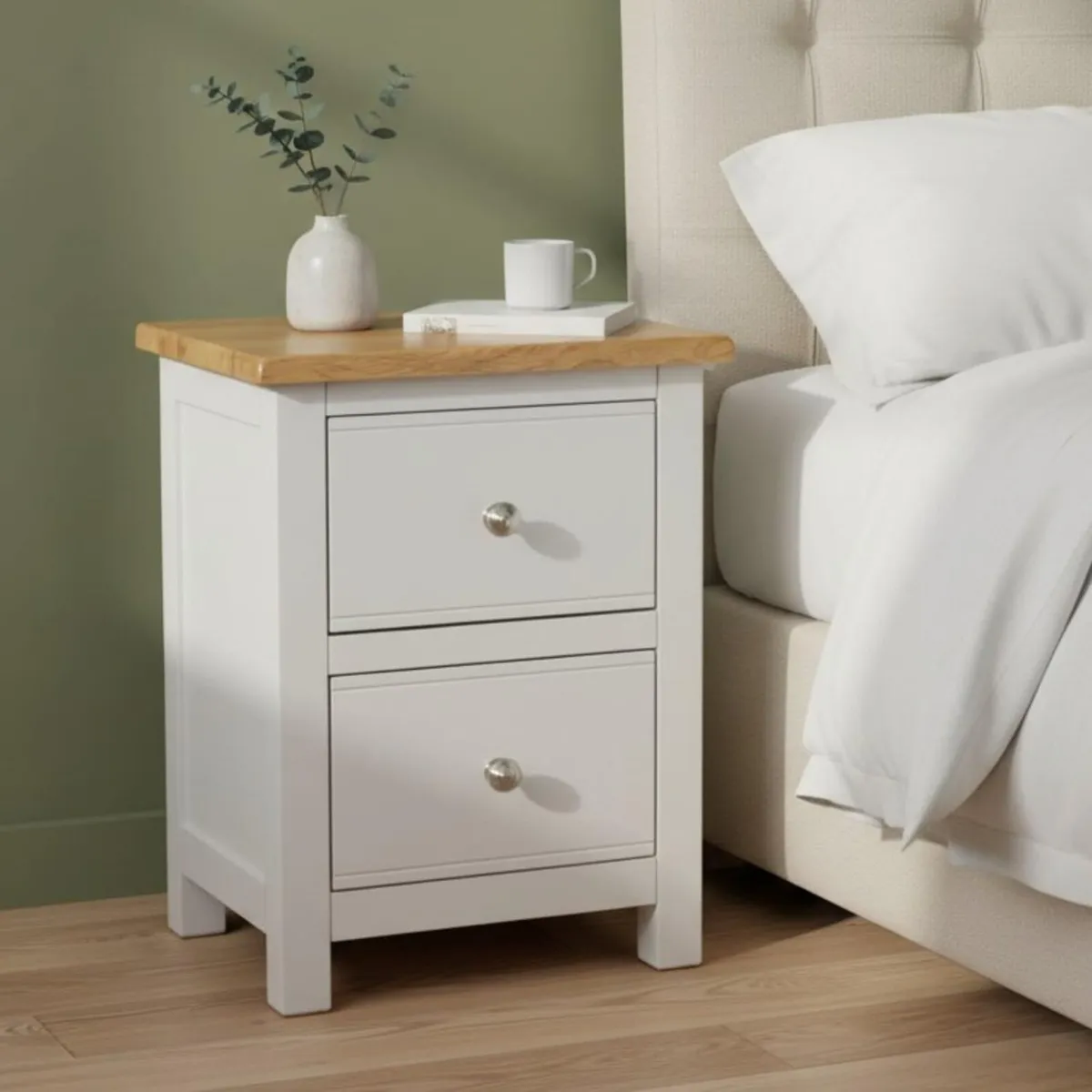 urniture 100% Oak Top Bedside Cabinet Deep - Image 1