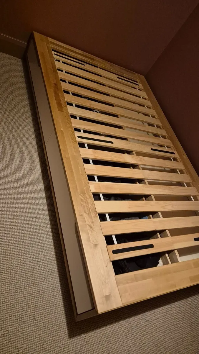 MANDAL bed frm w storage 120x200 birch/white - Image 3