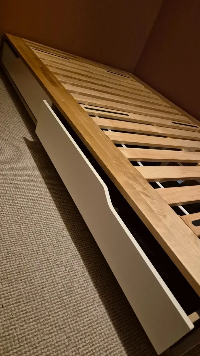 MANDAL bed frm w storage 120x200 birch/white - Image 4