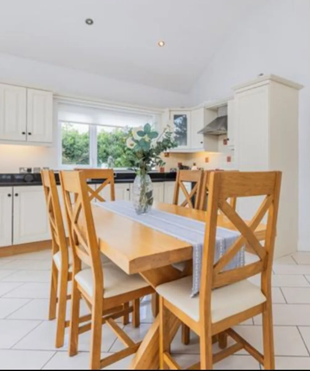 Solid Oak Kitchen Table & Chairs - Image 1
