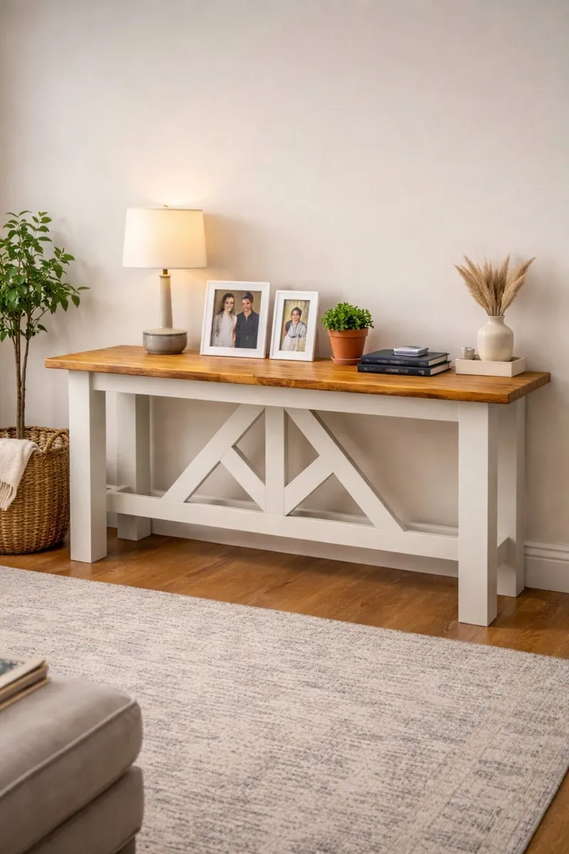 New Farmhouse Console Table Handmade - Image 1