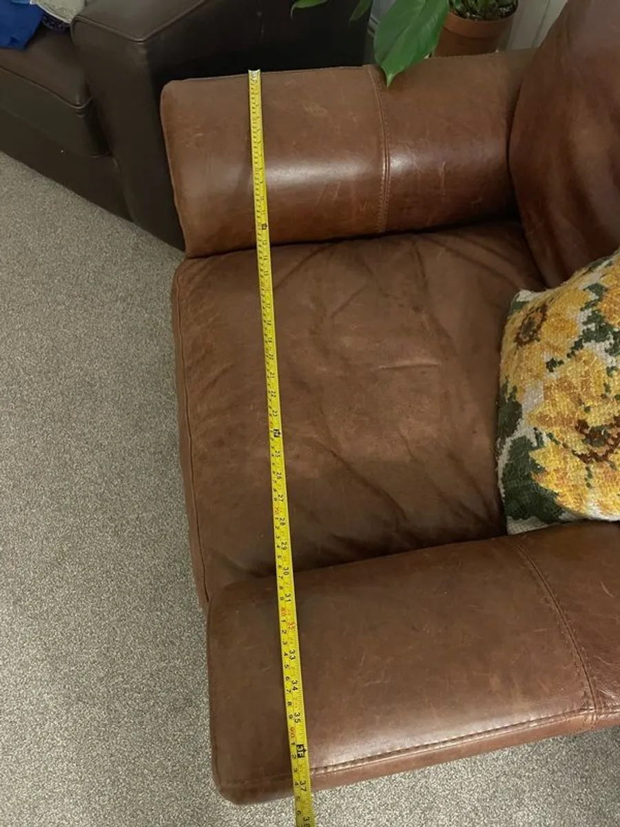 brown leather armchair - Image 4