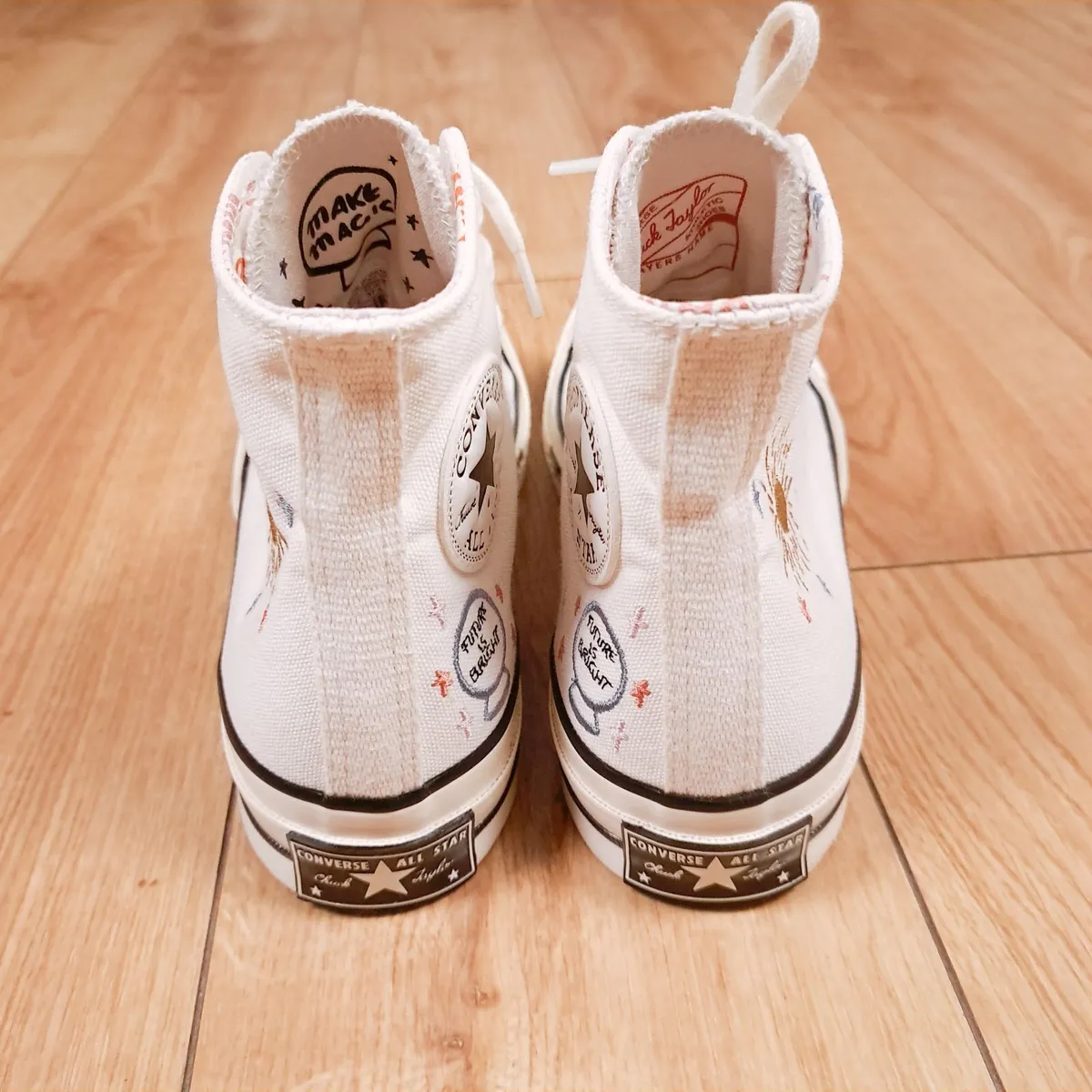 Converse White High Top Embroidered Trainers 5UK - Image 4