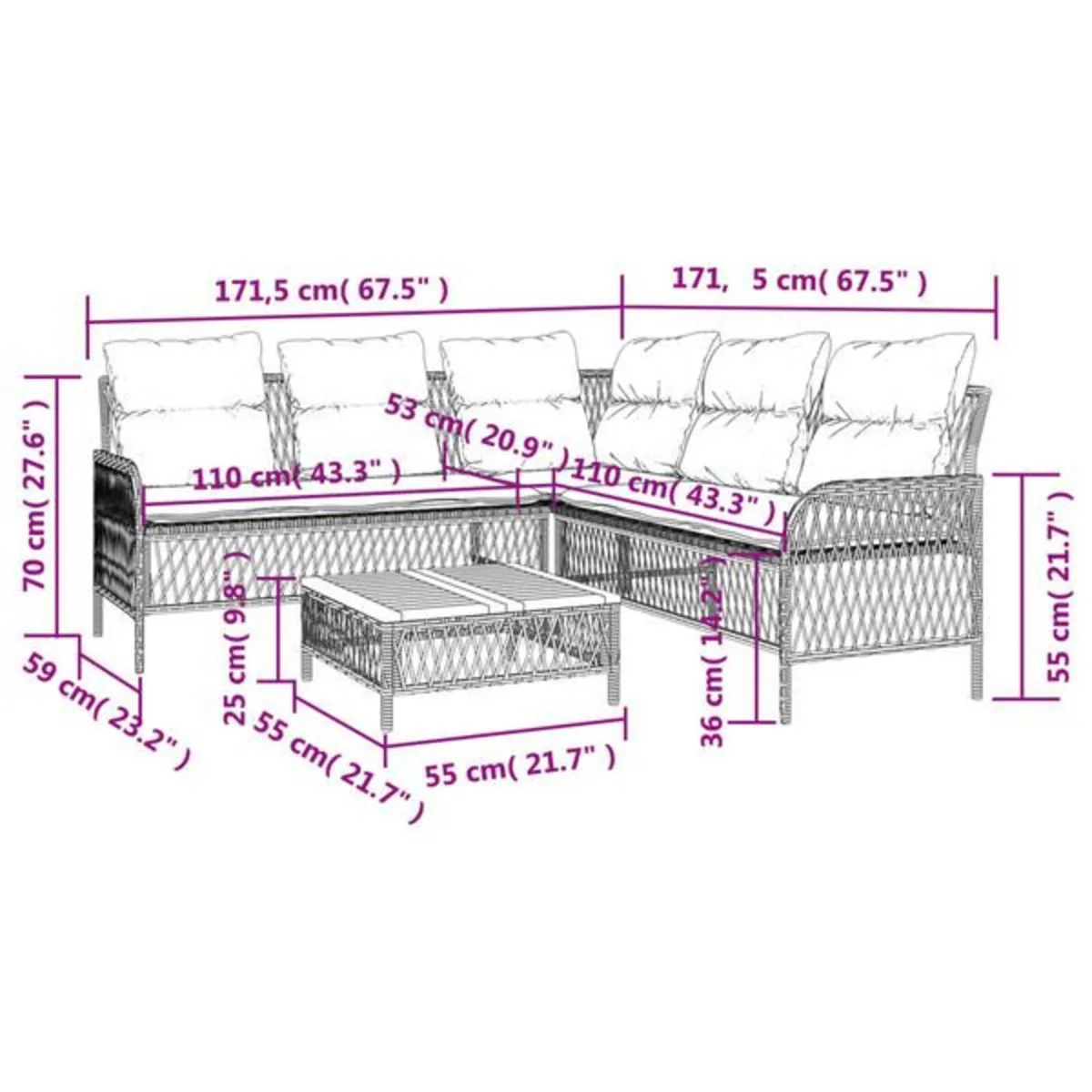 Garden Sofa Set L Shapped with coffee table - Image 4