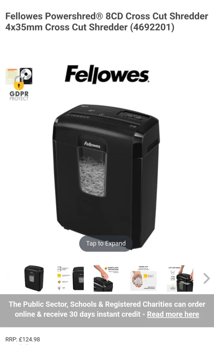 BNIB Fellowes Powershred 8Cd Shredder RRP €100+ - Image 2