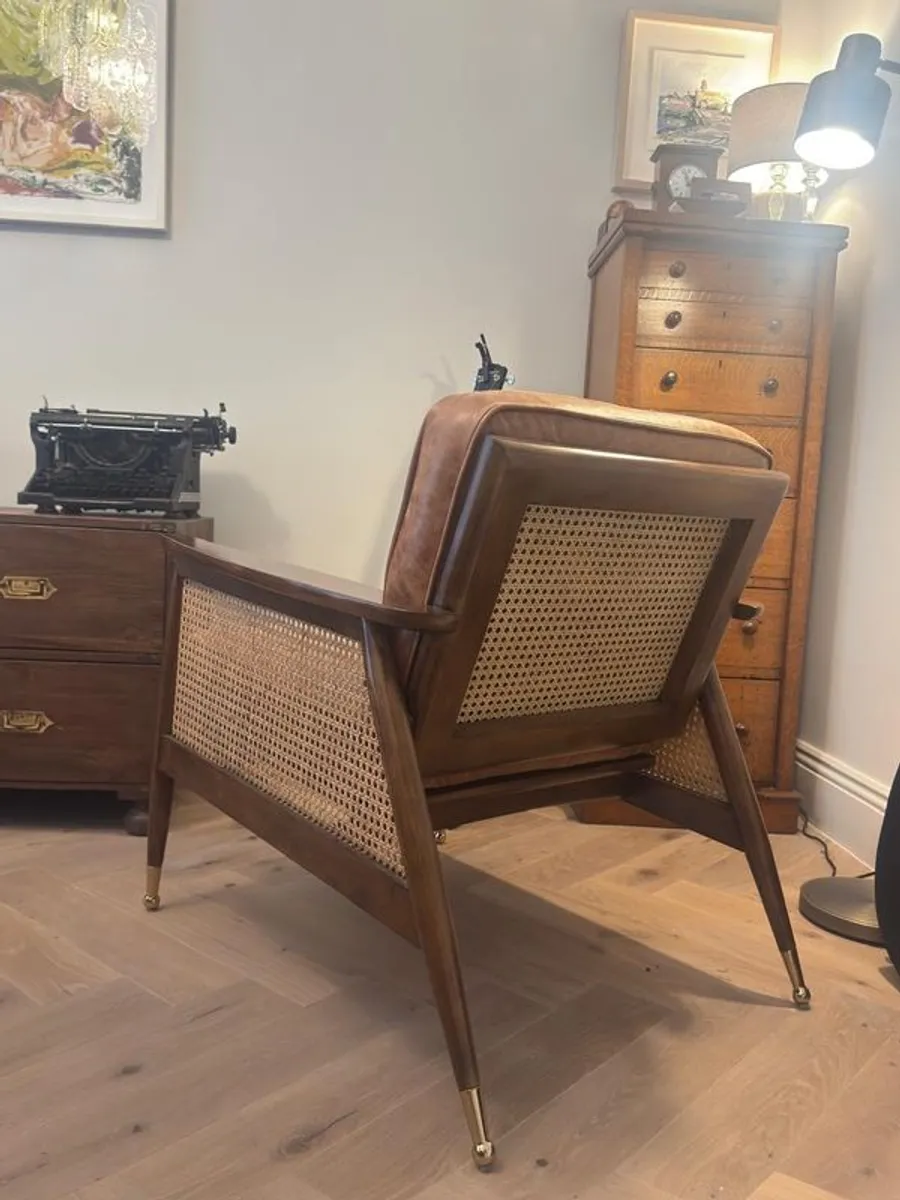 Anthropologie accent chair, customised with genuine leather hide fabric - Image 2