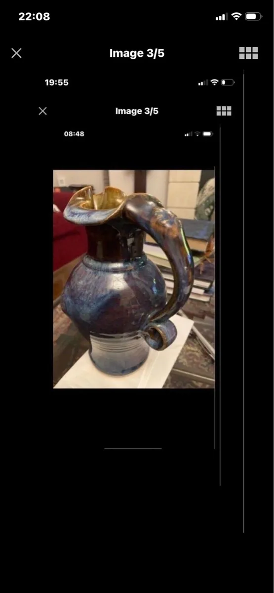 Large Colm De Ris Celtic Pottery Jug - Image 1