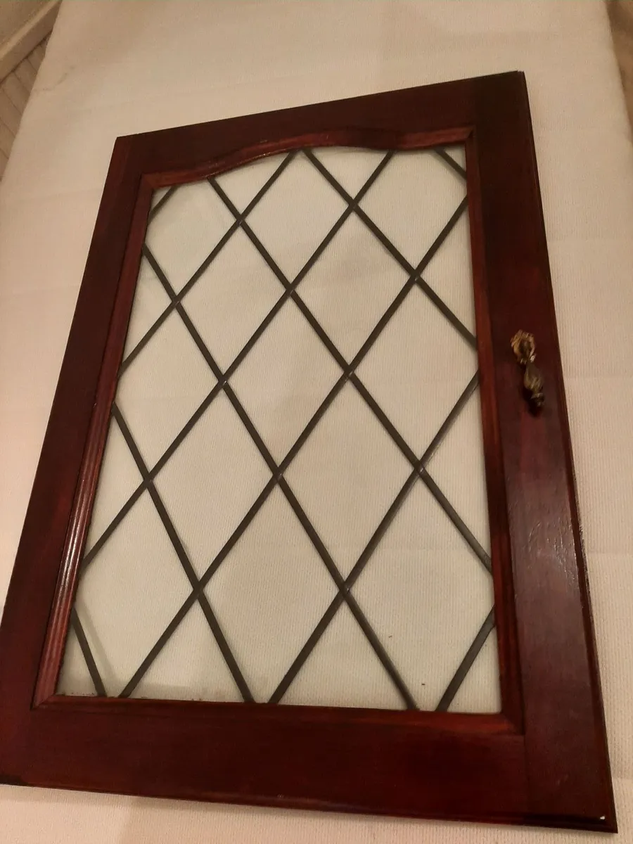 4 leaded teak   windows  /  cabinet doors - Image 1