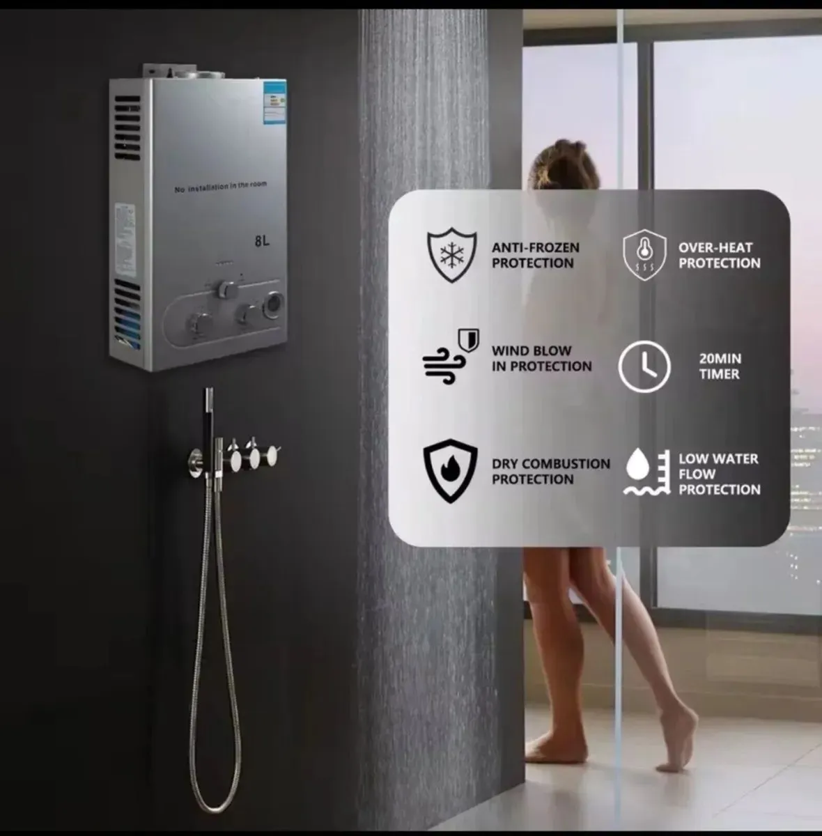 8L LPG Tankless Gas Water Heater Instant - Image 4