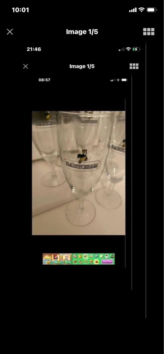 Rare Set of 8 Babycham Footed Glasses - Image 1