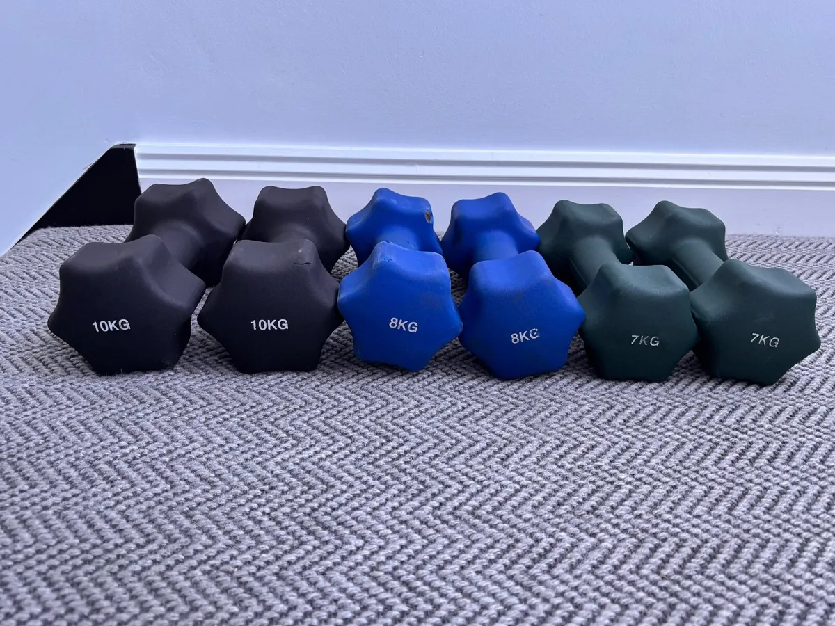 Neoprene Dumbbells Set 10, 8 & 7 kg - Image 1