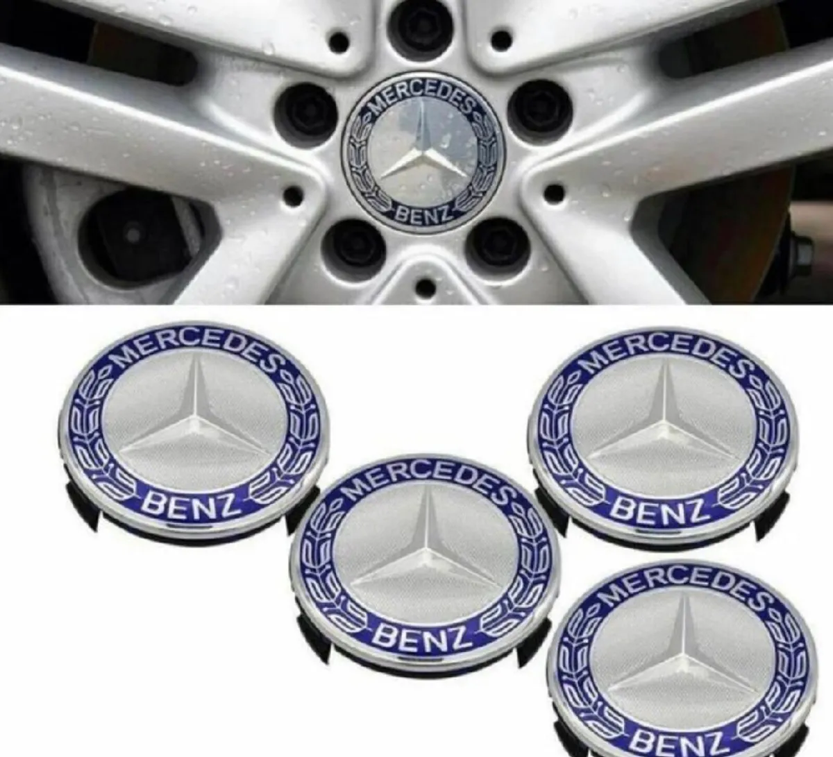 4 x New Centre Caps Mercedes 75mm