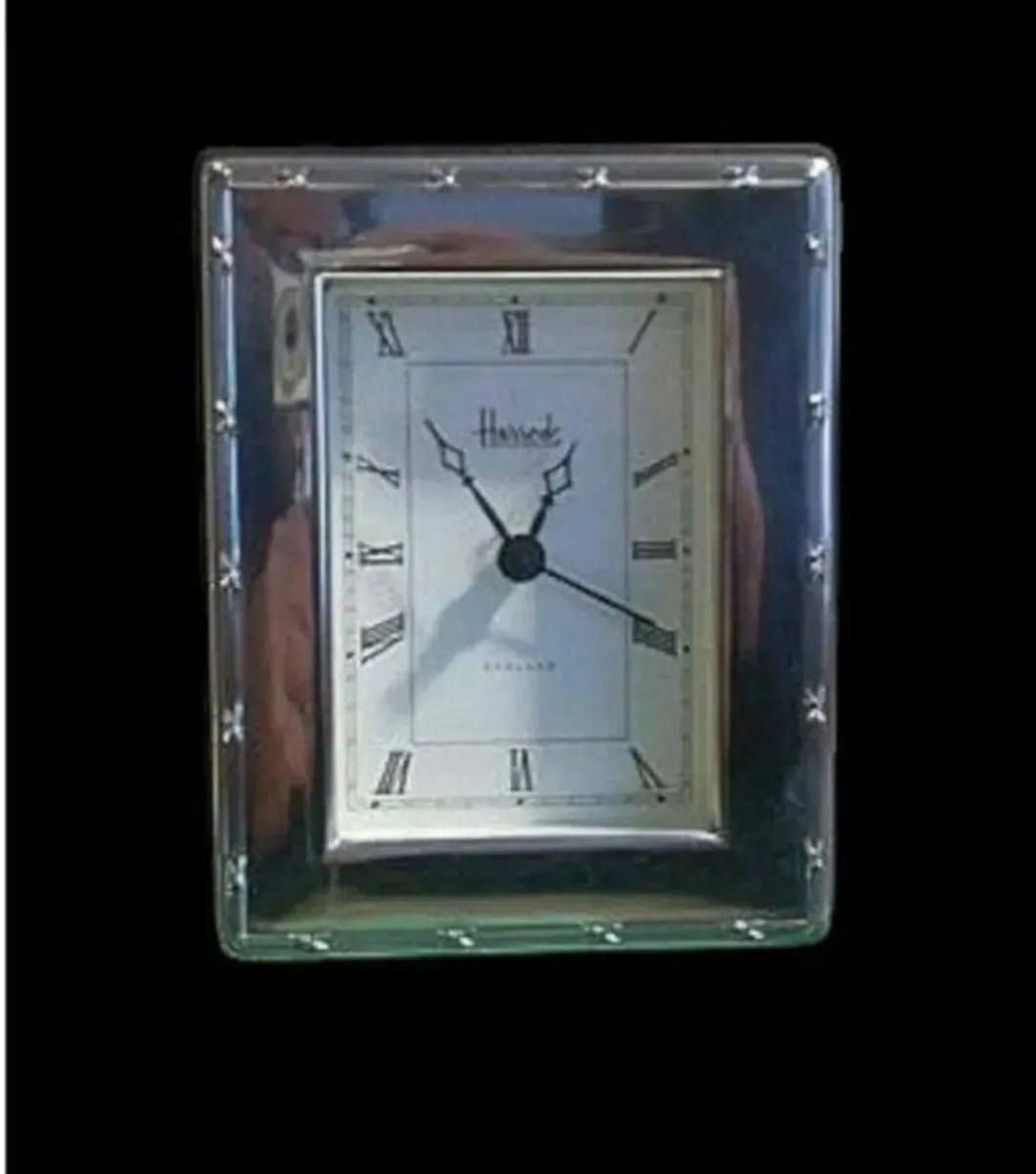 Vintage Hallmarked Harrods Silver Clock - Image 3