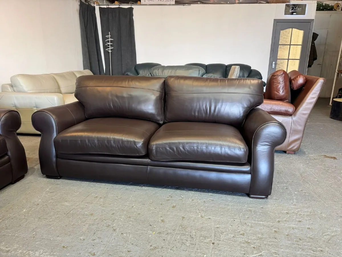 Stunning 3+2 Real Leather Sofa Set – Fully Refurbi - Image 2