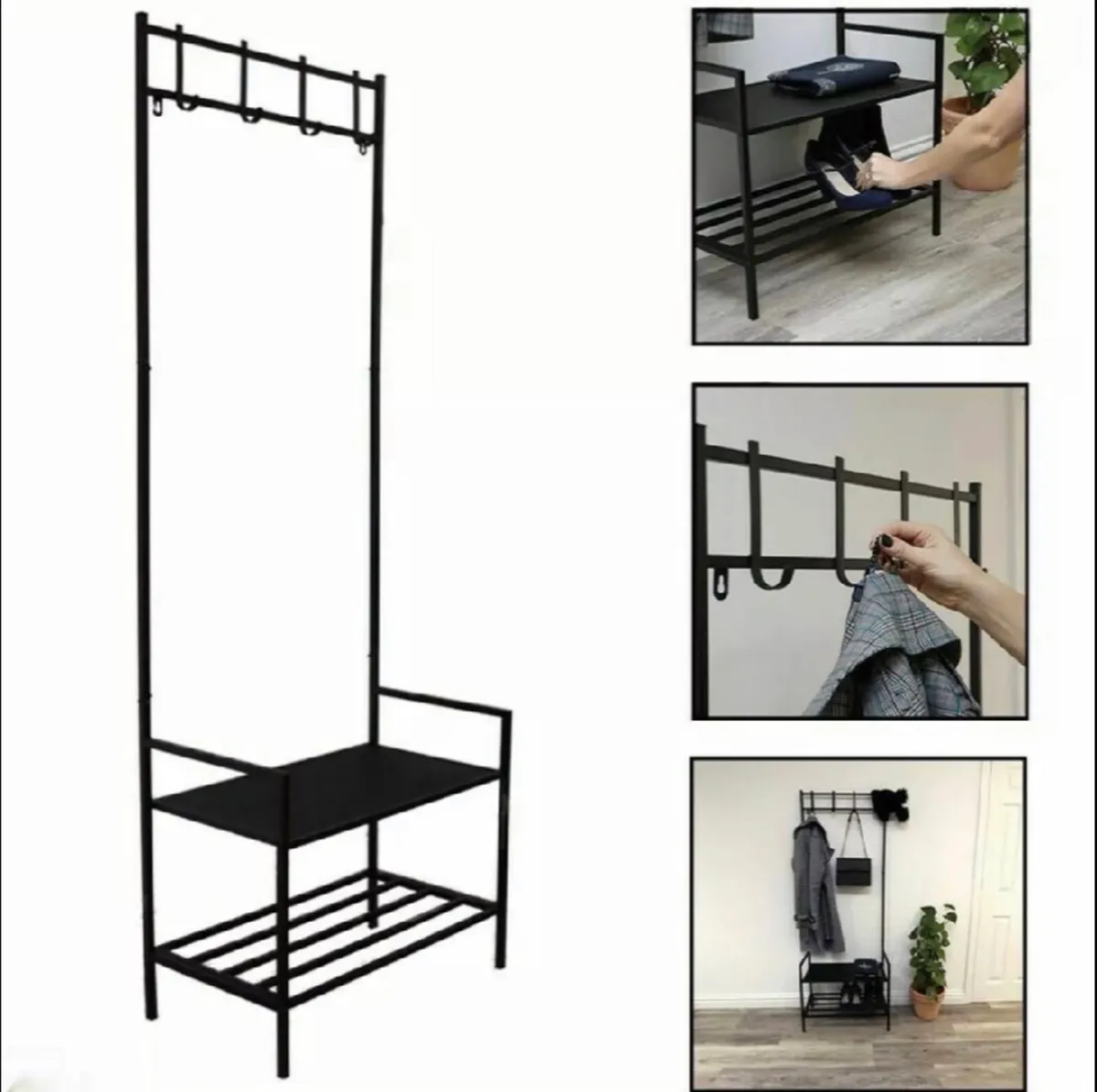 NEW Free Standing Coat Clothes Rail & Shoe Rack - Image 1