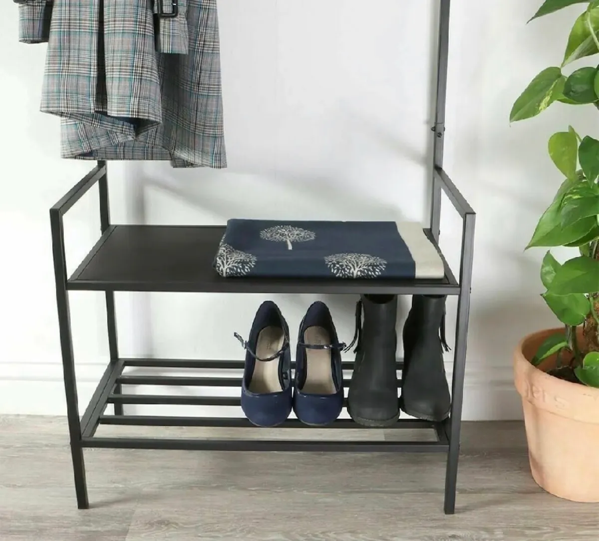 NEW Free Standing Coat Clothes Rail & Shoe Rack - Image 3