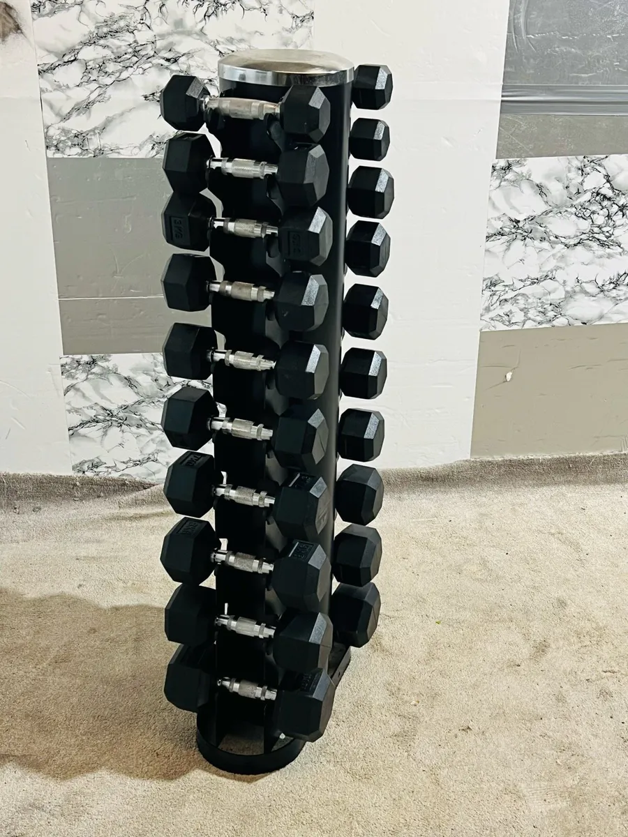 2-10KG HEX DUMBBELLS WITH STAND - Image 3