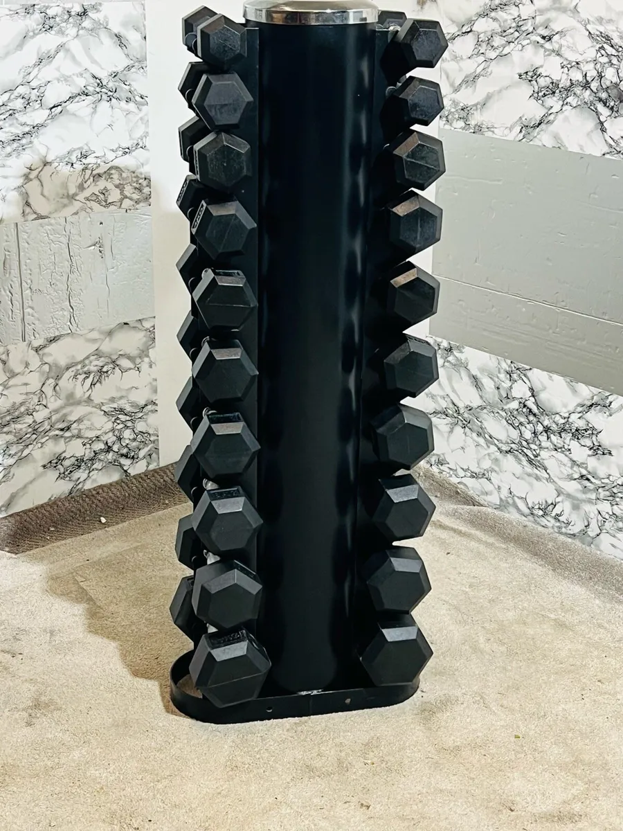2-10KG HEX DUMBBELLS WITH STAND - Image 2
