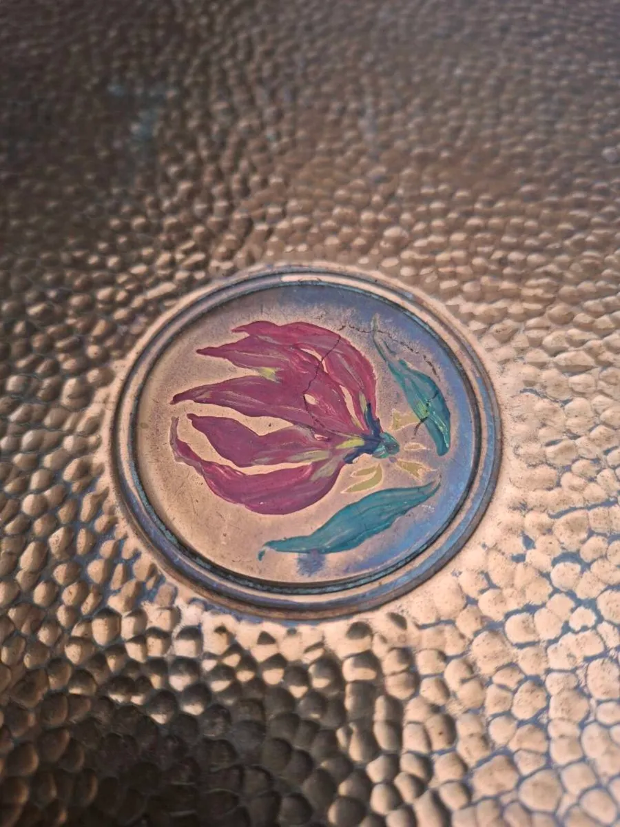 Hand-hammered Hand-painted Copper Tray - Image 2