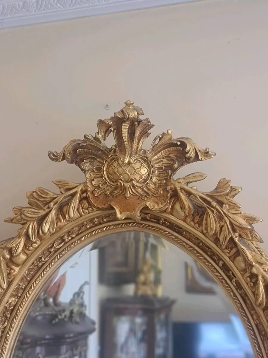 Large gilt oval mirror - Image 2