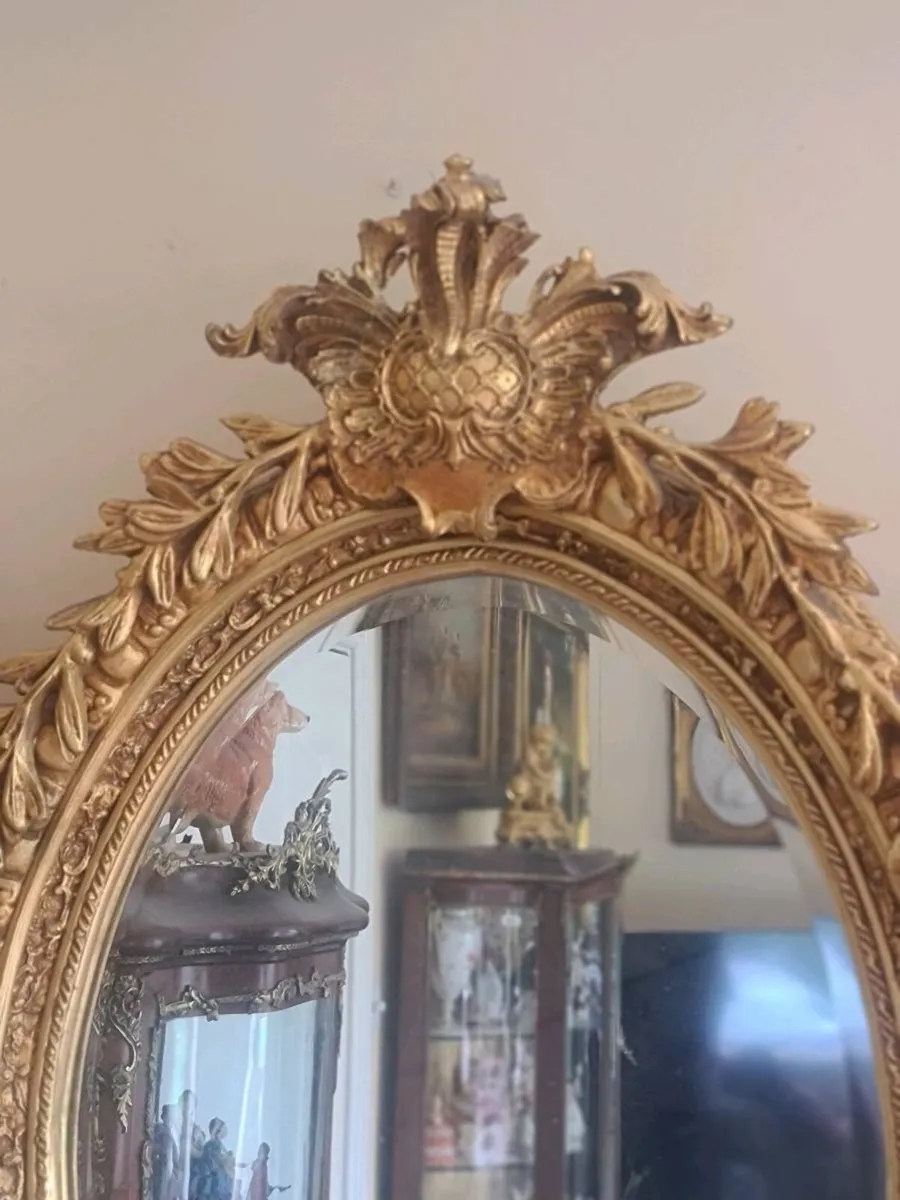 Large gilt oval mirror - Image 3