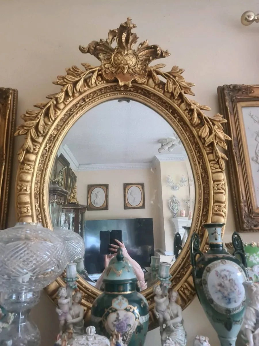 Large gilt oval mirror - Image 4