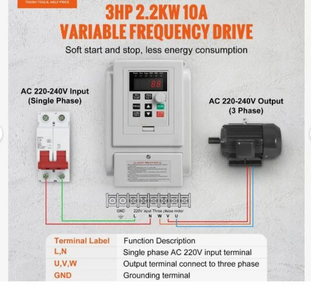 VFD 2.2KW 10A 3HP Variable Frequency Drive - Image 3