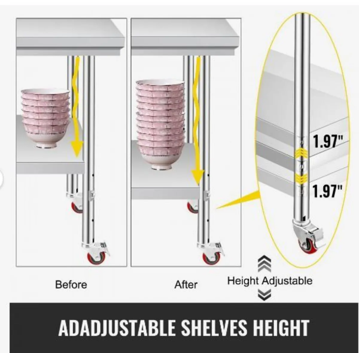 Stainless Steel Work Table 35 x 24 x 33 Inch - Image 2