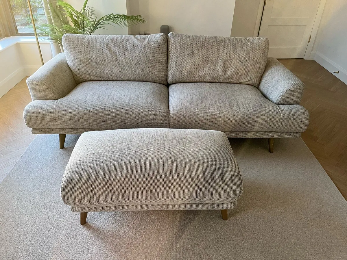 Ez Living Grey 3 Seater Sofa and Footstool - Image 1