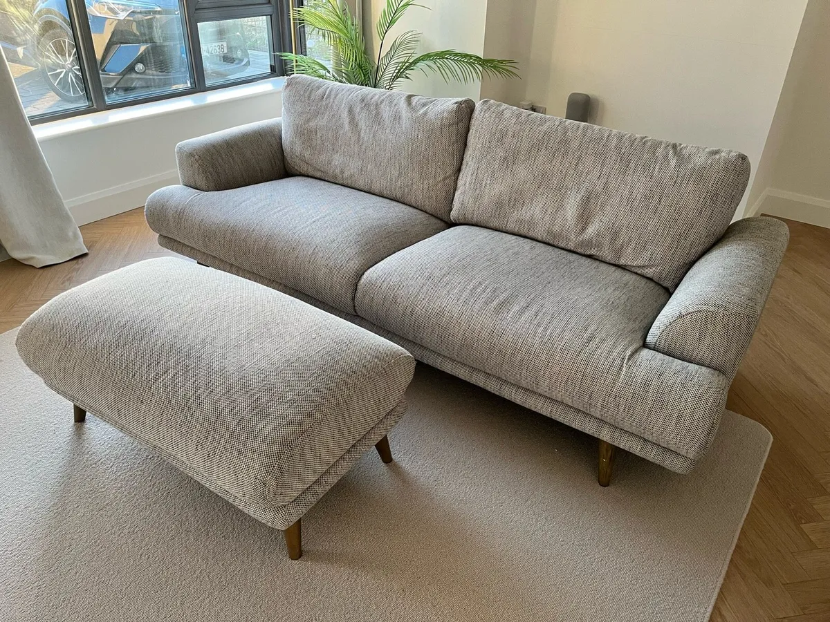 Ez Living Grey 3 Seater Sofa and Footstool - Image 2
