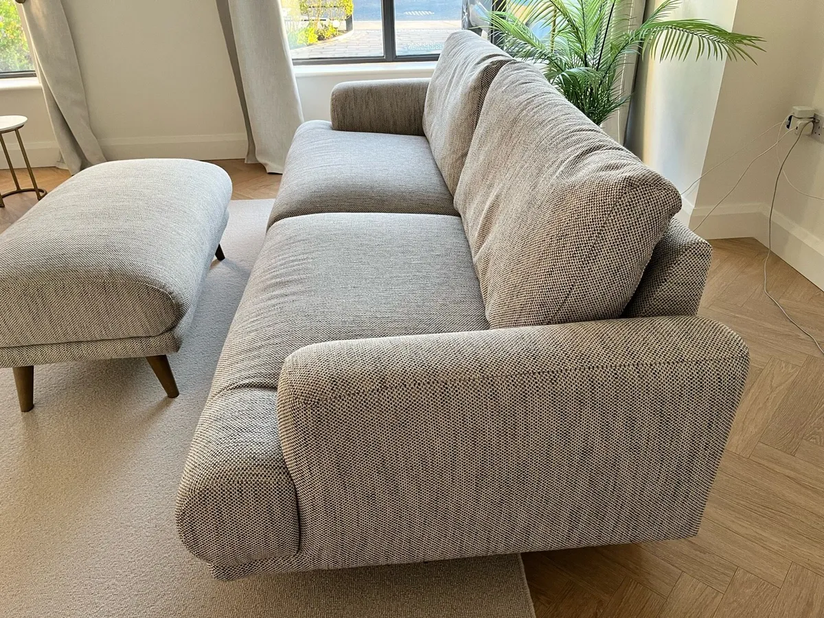 Ez Living Grey 3 Seater Sofa and Footstool - Image 3
