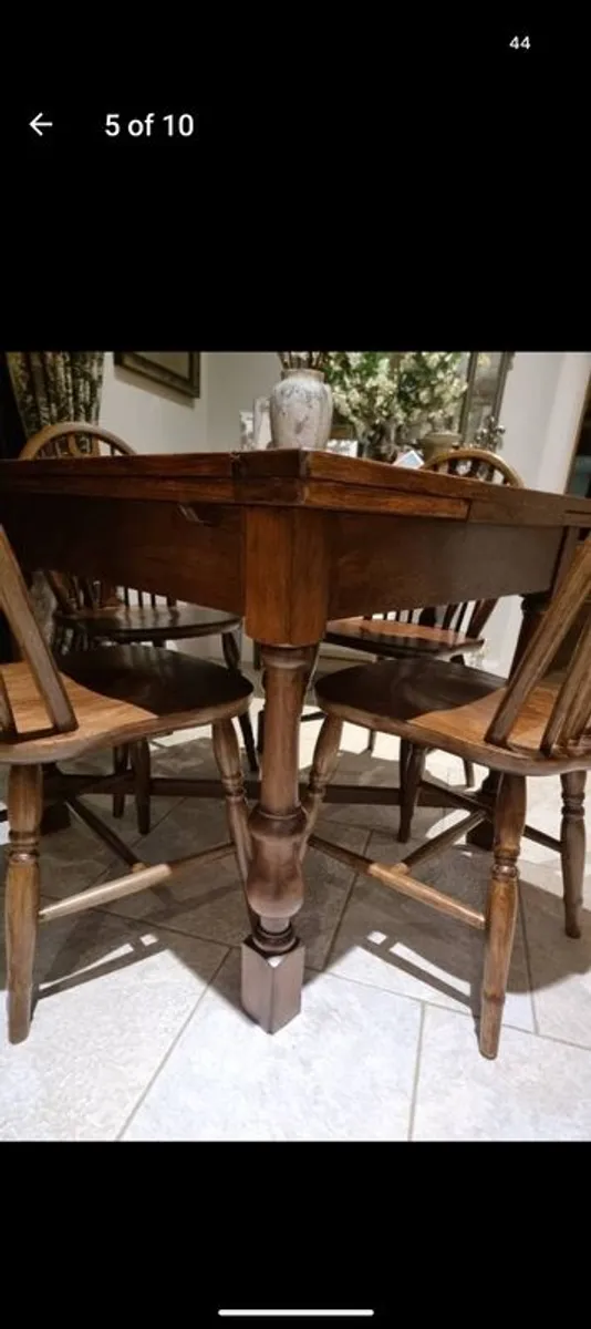 Oak/Teak Dining Table (Extendable) and 4 Chairs - Image 3
