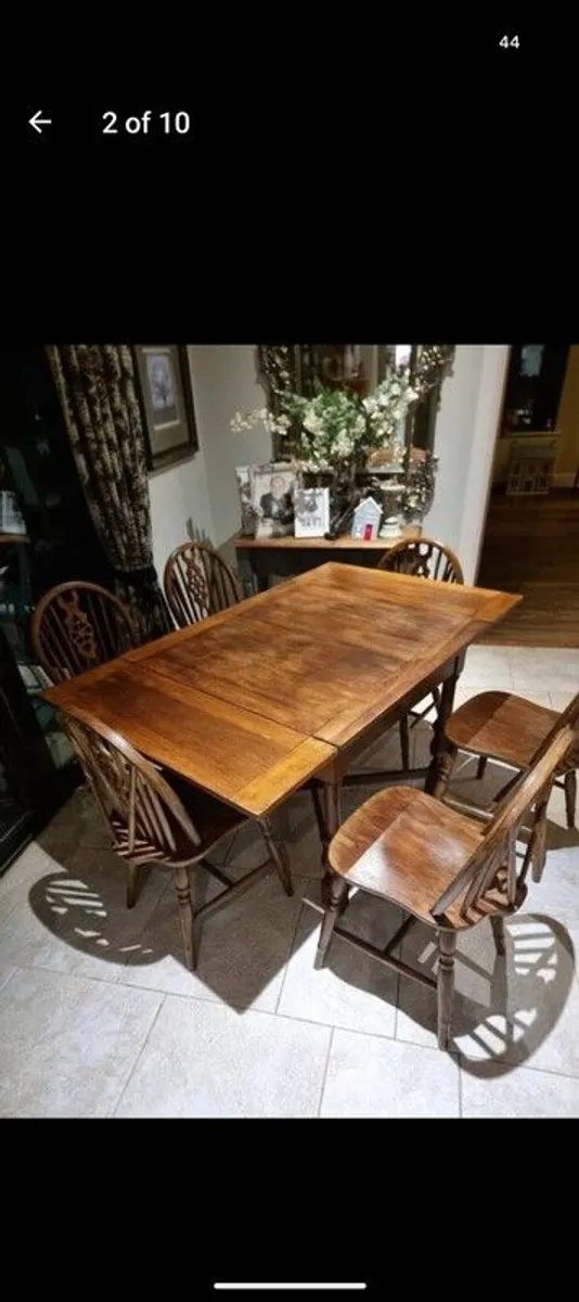 Oak/Teak Dining Table (Extendable) and 4 Chairs - Image 1
