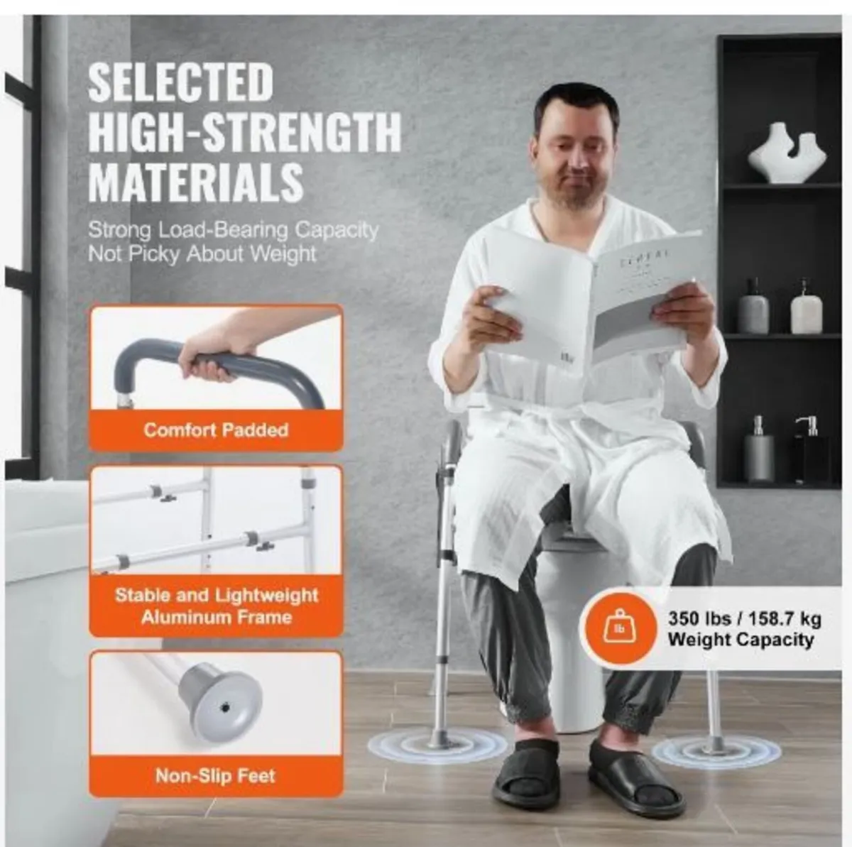 Raised Toilet Seat, 7-Position Height Adjustment - Image 3