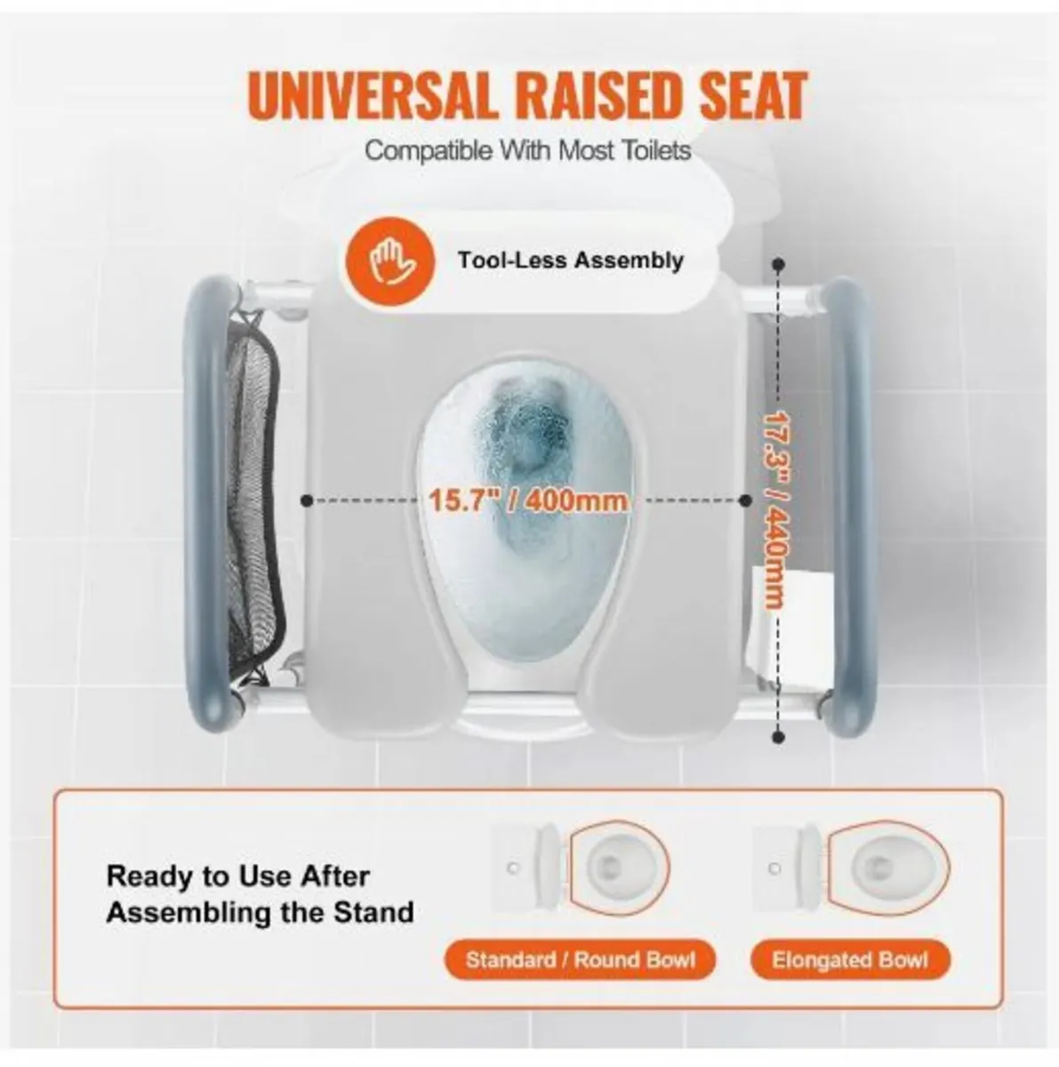 Raised Toilet Seat, 7-Position Height Adjustment - Image 4