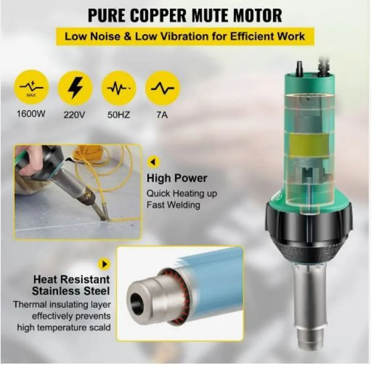 Roofing Welder, 8 Pcs PVC Welding Gun, 1600W - Image 4