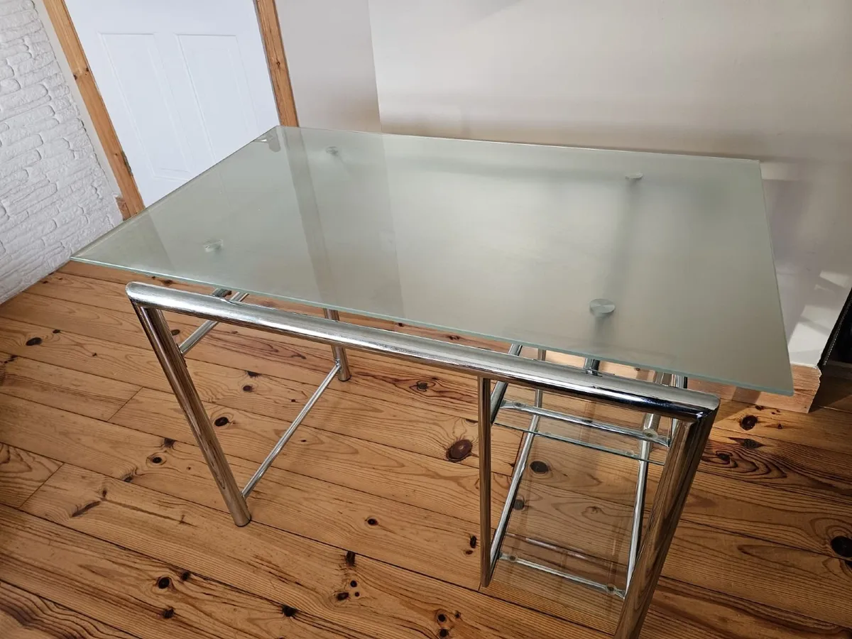 Glass Top Office Desk - Image 1