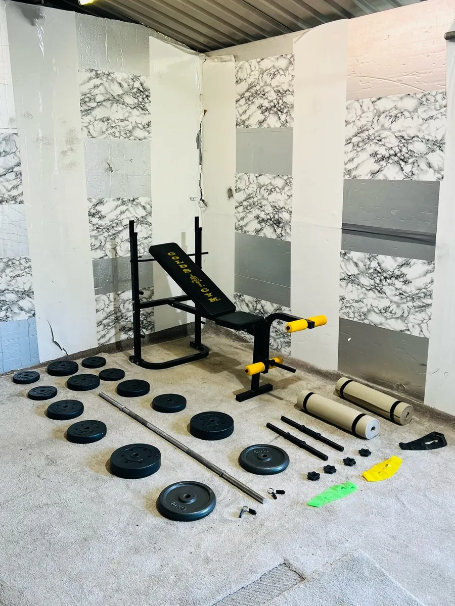 FOLDING BENCH WEIGHTS MATS BARBELL DUMBBELLS - Image 1