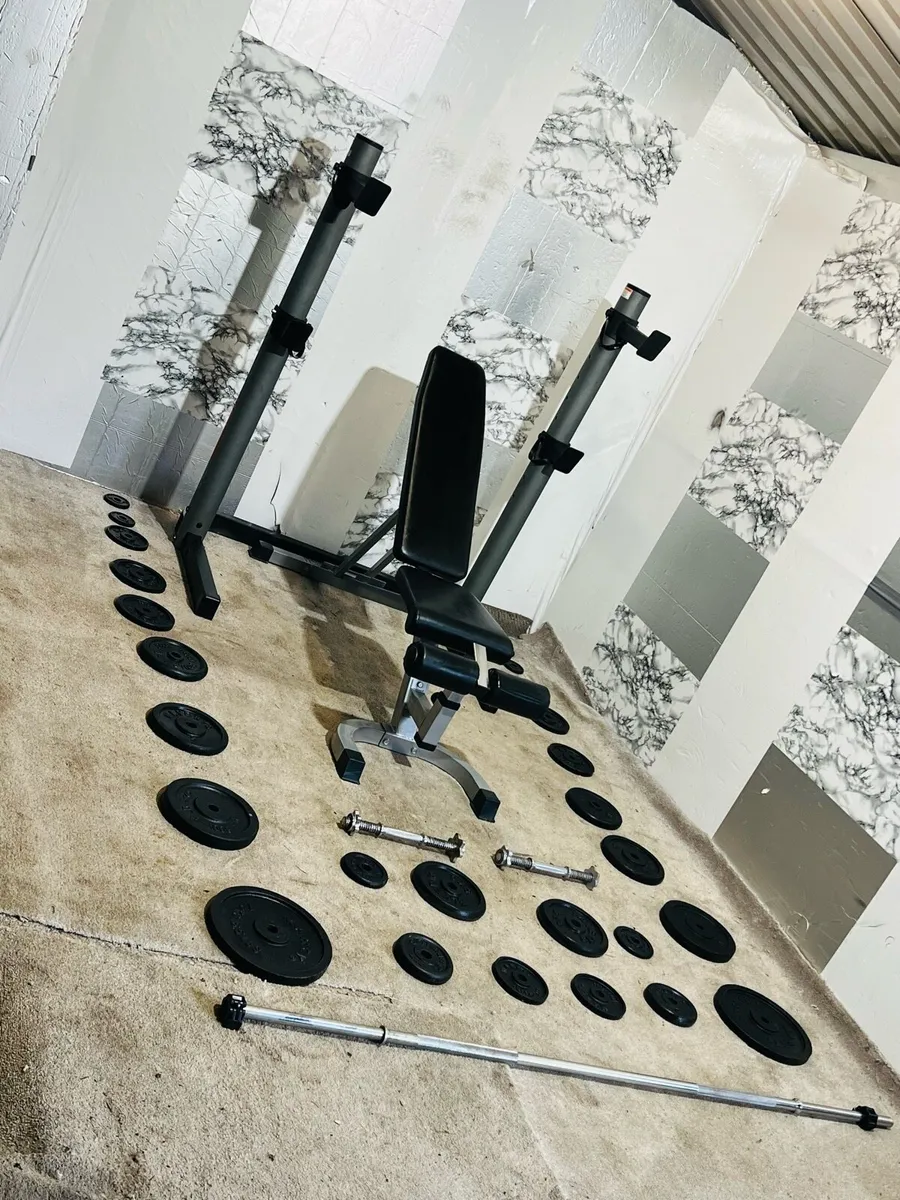 IRON WEIGHTS LARGE BENCH RACK DUMBBELLS BARS - Image 3