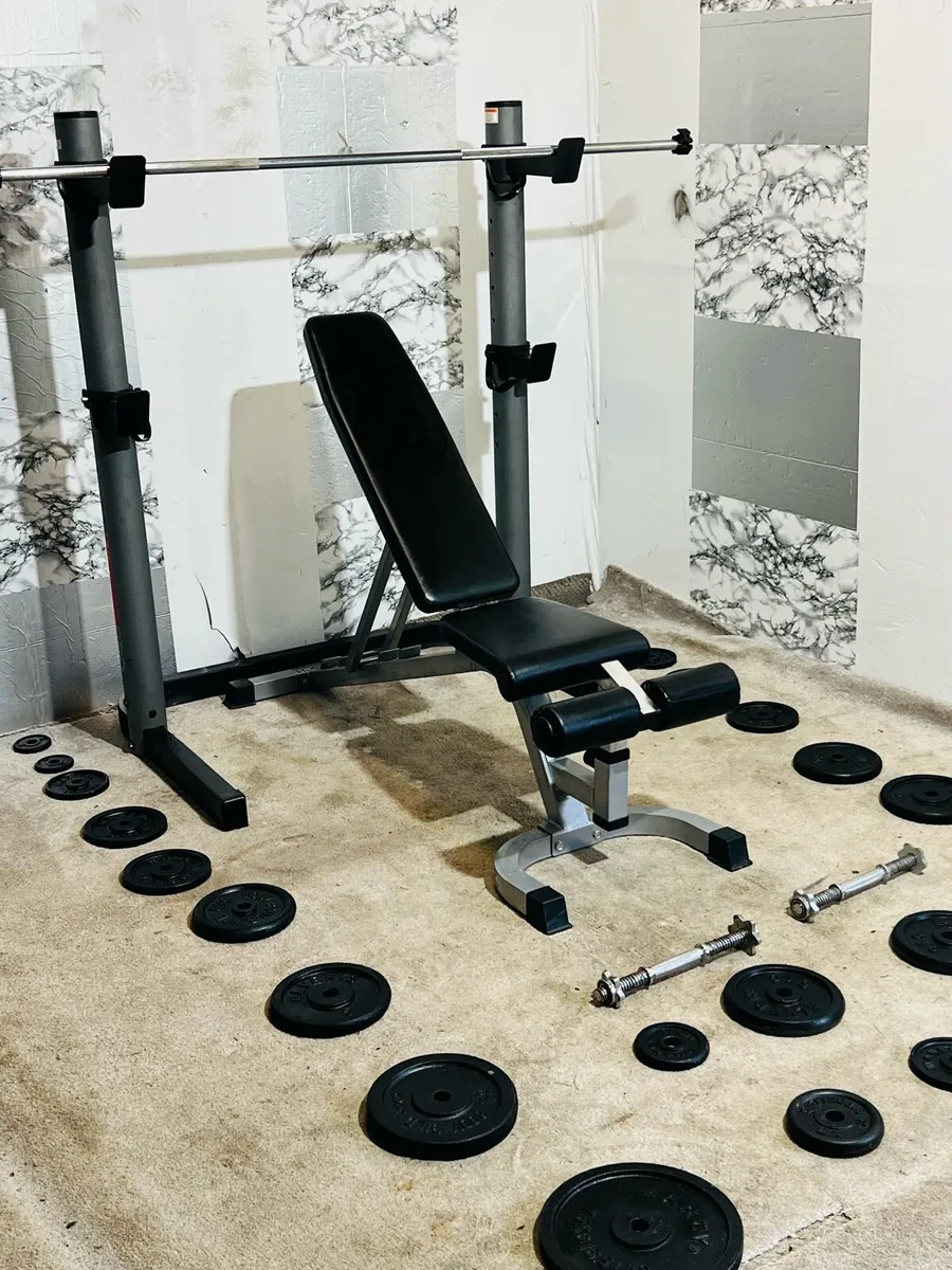 IRON WEIGHTS LARGE BENCH RACK DUMBBELLS BARS - Image 4