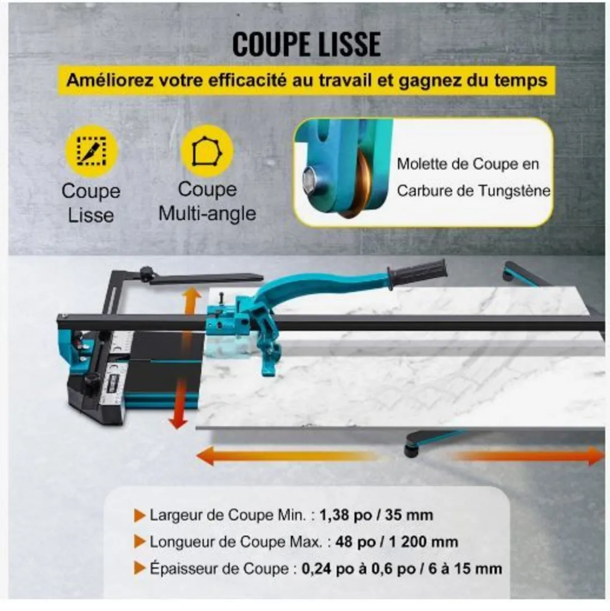 47 Inch Tile Cutter Single Rail Double Brackets - Image 4