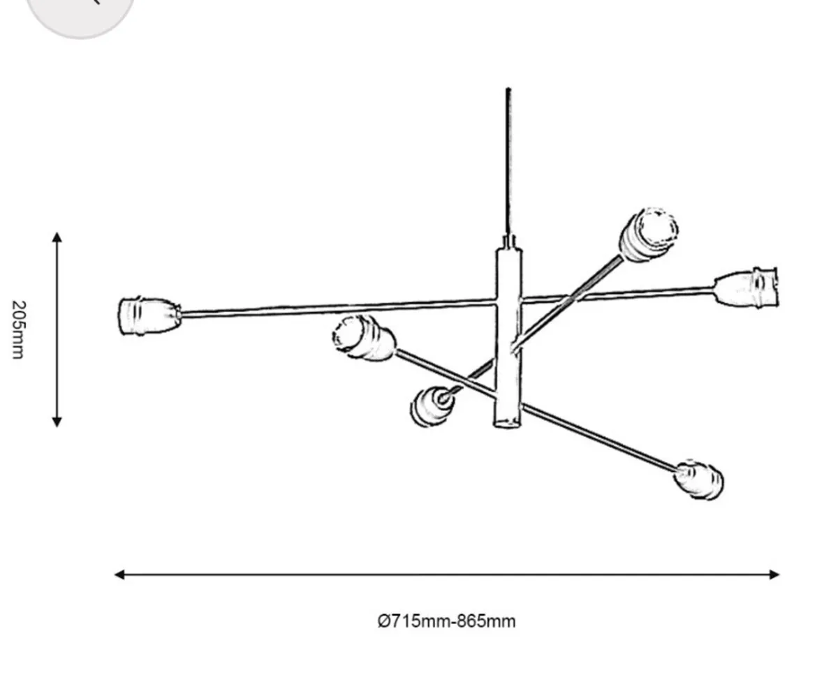 Ceiling light, Industrial style, 6 adjustable arms - Image 4