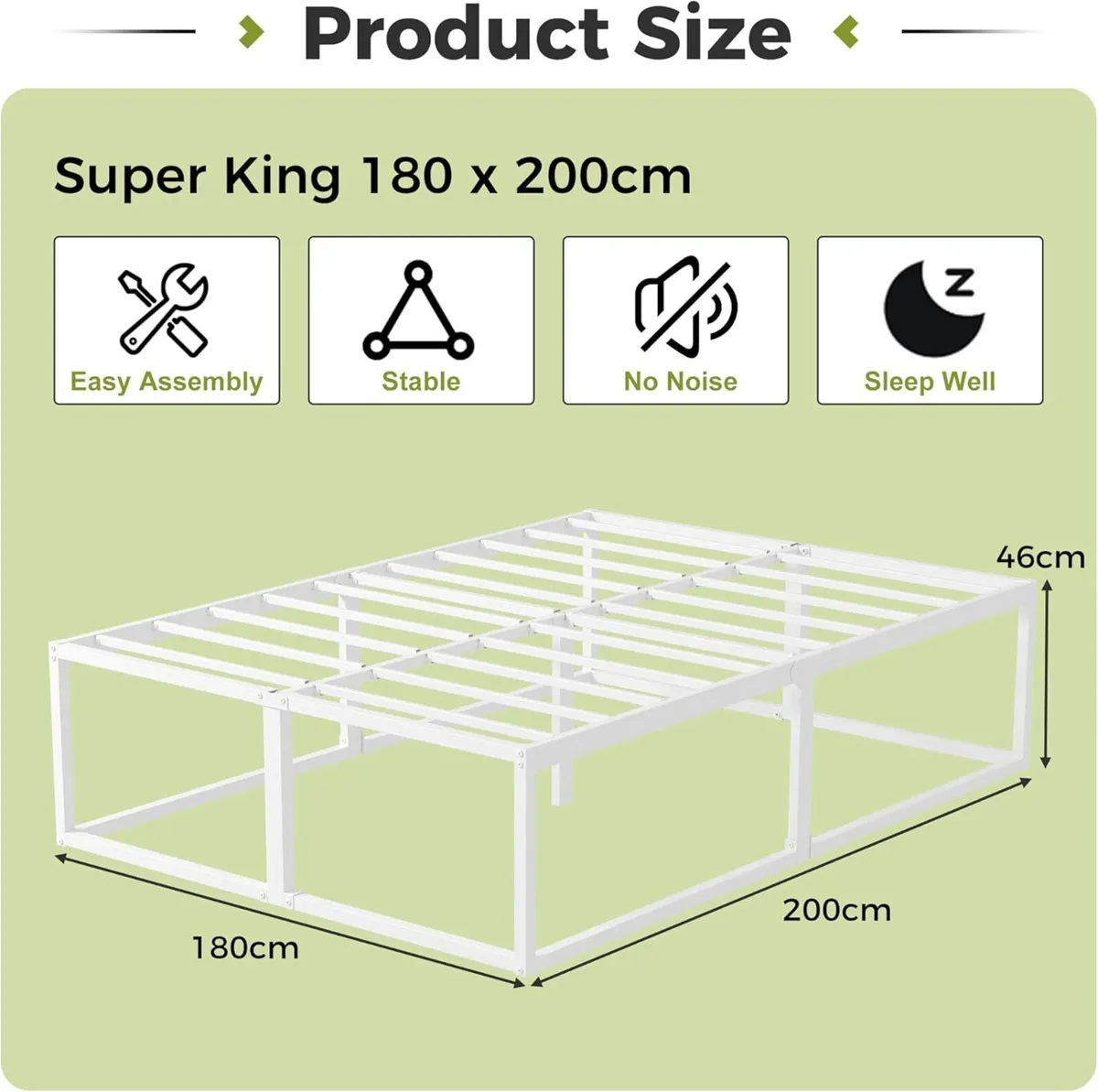 46 cm High Super King Bed Frame 180x200 Heavy - Image 2