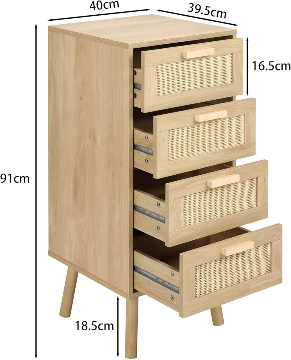 Rattan Chest of Drawers Bedroom Tall Chester with - Image 3