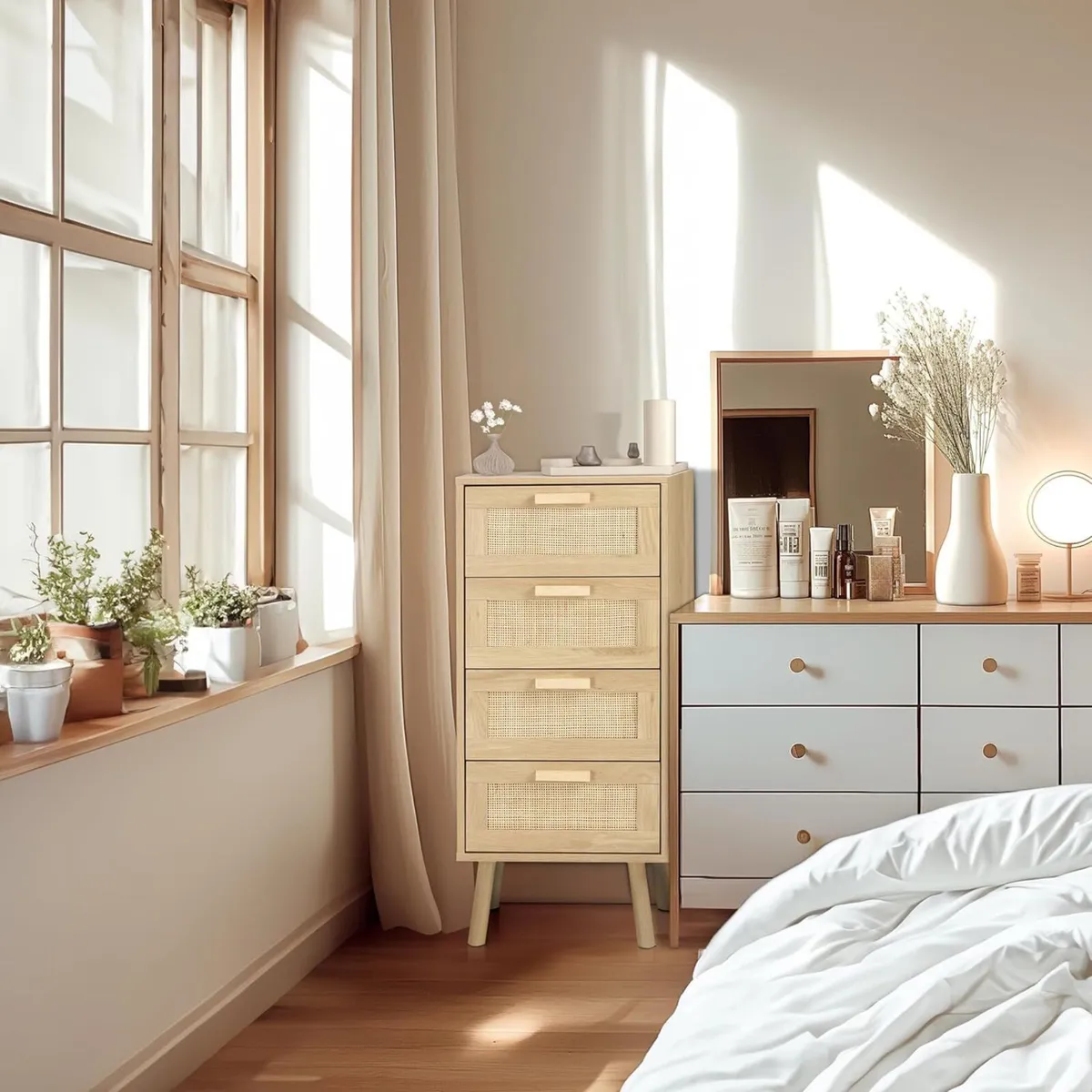 Rattan Chest of Drawers Bedroom Tall Chester with - Image 4