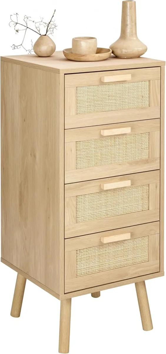Rattan Chest of Drawers Bedroom Tall Chester with - Image 1