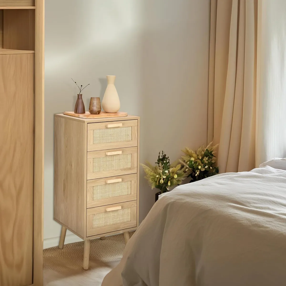 Rattan Chest of Drawers Bedroom Tall Chester with - Image 2